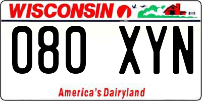 WI license plate 080XYN