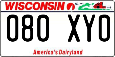 WI license plate 080XYO