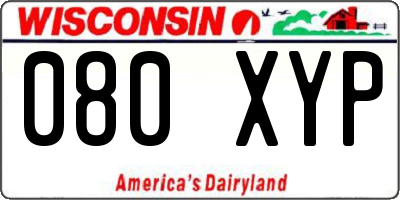 WI license plate 080XYP
