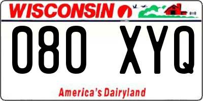 WI license plate 080XYQ