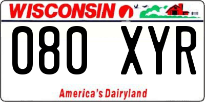 WI license plate 080XYR