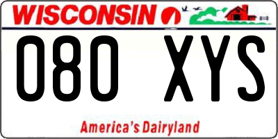 WI license plate 080XYS