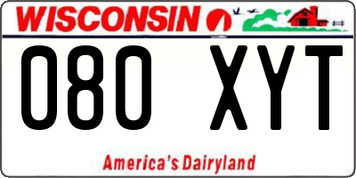 WI license plate 080XYT