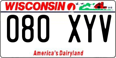 WI license plate 080XYV