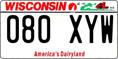 WI license plate 080XYW