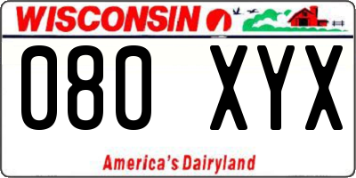 WI license plate 080XYX