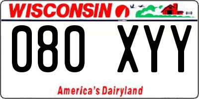 WI license plate 080XYY