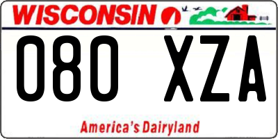 WI license plate 080XZA