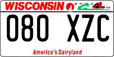 WI license plate 080XZC