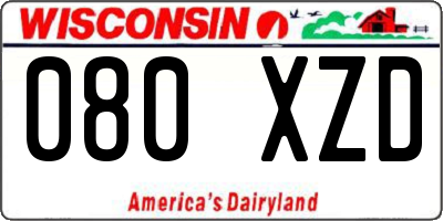 WI license plate 080XZD