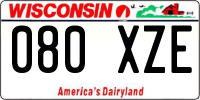 WI license plate 080XZE