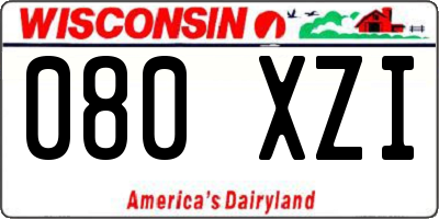 WI license plate 080XZI