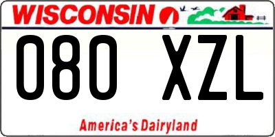 WI license plate 080XZL
