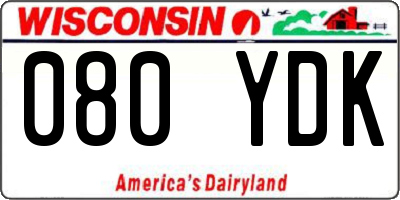 WI license plate 080YDK
