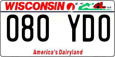 WI license plate 080YDO