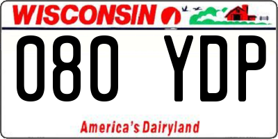 WI license plate 080YDP