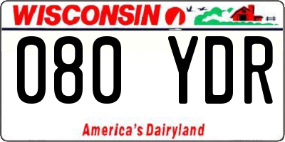 WI license plate 080YDR