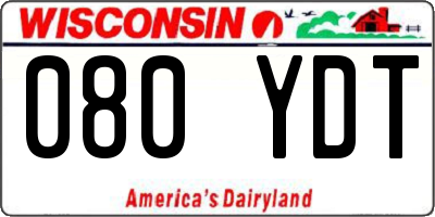 WI license plate 080YDT