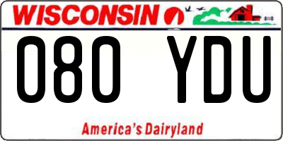 WI license plate 080YDU