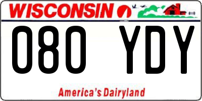 WI license plate 080YDY