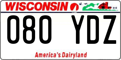 WI license plate 080YDZ