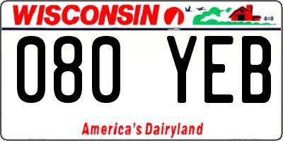WI license plate 080YEB
