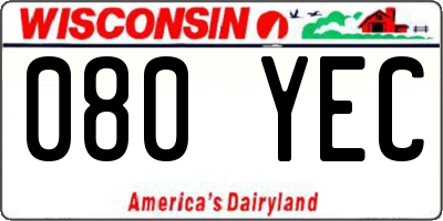 WI license plate 080YEC
