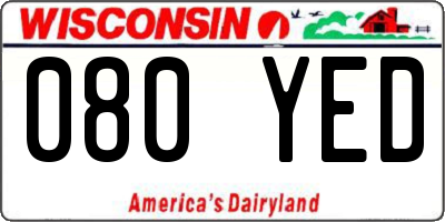 WI license plate 080YED
