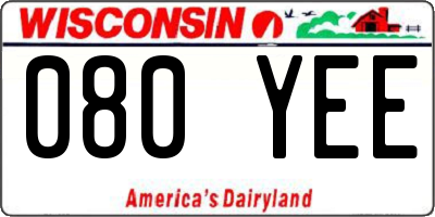 WI license plate 080YEE