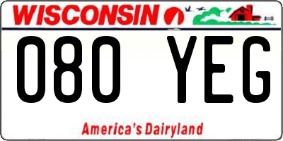 WI license plate 080YEG