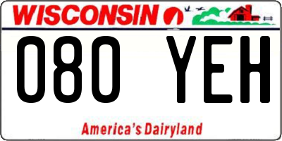 WI license plate 080YEH