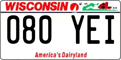 WI license plate 080YEI