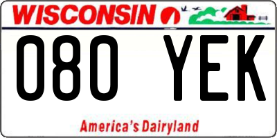 WI license plate 080YEK