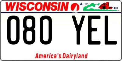 WI license plate 080YEL