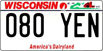 WI license plate 080YEN