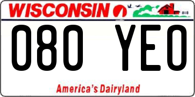 WI license plate 080YEO