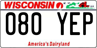 WI license plate 080YEP