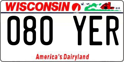 WI license plate 080YER