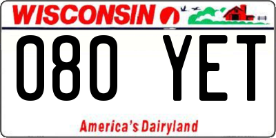 WI license plate 080YET