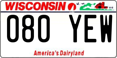 WI license plate 080YEW