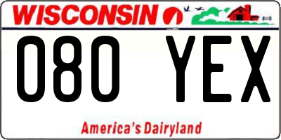 WI license plate 080YEX