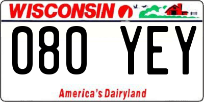 WI license plate 080YEY