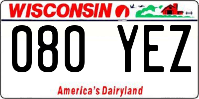 WI license plate 080YEZ