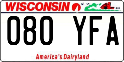 WI license plate 080YFA