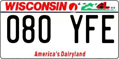 WI license plate 080YFE
