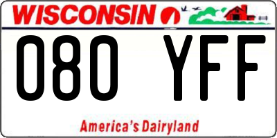 WI license plate 080YFF