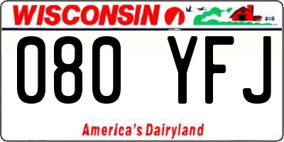 WI license plate 080YFJ