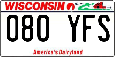 WI license plate 080YFS