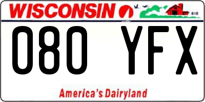 WI license plate 080YFX