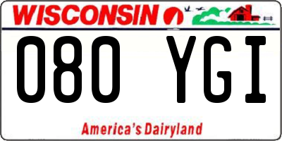 WI license plate 080YGI